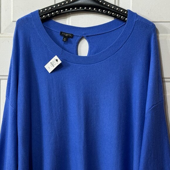 NWT Talbots Sz 3X Women's Sweater Tunic 3/4 Sleeve Blue Berry Cotton/Cashmere - Picture 2 of 12